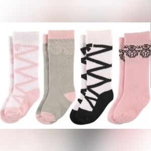 Luvable Friends 4pair Baby Girl‎ knee high ballet Socks Set size 6-12 Months new
